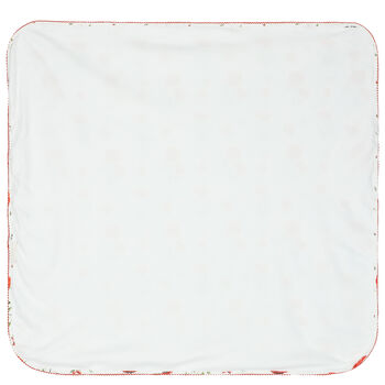 Baby Girls White & Red Poppies Blanket